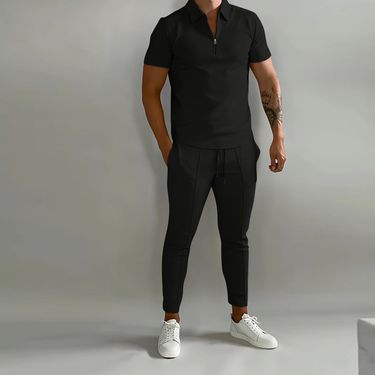 Men's Basic Solid Color Casual Sports Suit_mkmklike.com