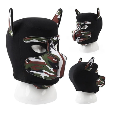 Color Masked Camouflage Leather Dog Headgear BDSM Mask Hood Cosplay Fetish SM Bondage Slave Restraints K9_voghion.com