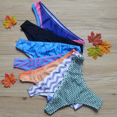 New Printed Sexy Women's Hot Spring Bikini Brazilian Swim Bottoms V-String_voghion.com