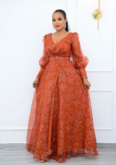 spot printed large size women's clothing temperament commuting loose high waist long skirt dress (gift belt)_voghion.com