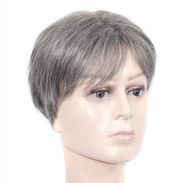 Men's middle-aged and elderly gray wigs, grandpas and old ladies fake wigs, stage performance gray wigs, full wigs_voghion.com