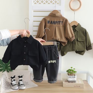 2025 Spring Autumn Children's Clothing Korean Edition, Casual Long Sleeve Shirt, Jeans, Two Piece Set, Handsome And_voghion.com