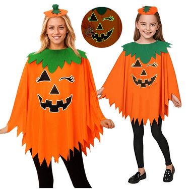 Halloween Costume Luminous Adult Pumpkin Cape Shawl Pumpkin Hat Set Cape School Party Dress Up_voghion.com