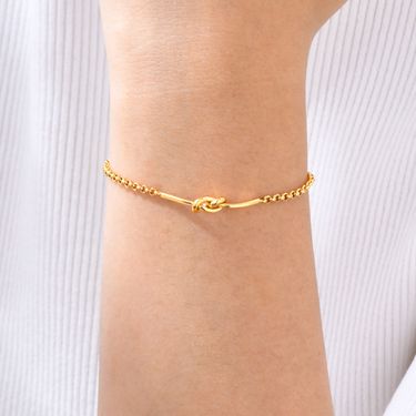 Jewelry Stainless Steel Round Pearl Chain Knot Gold Bracelet For Women Fashion Accessories 2249_voghion.com
