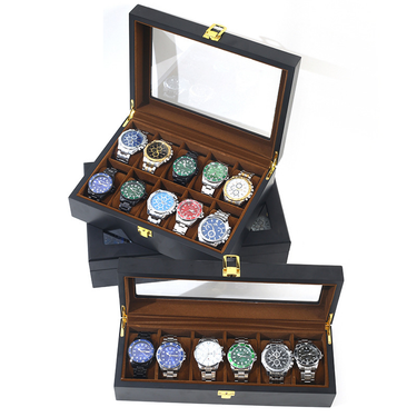 Watch Storage Box Paint Box 6-bit 10-bit 12-bit Paint Jewelry Gift Box Black Wooden Watch Storage Box_voghion.com
