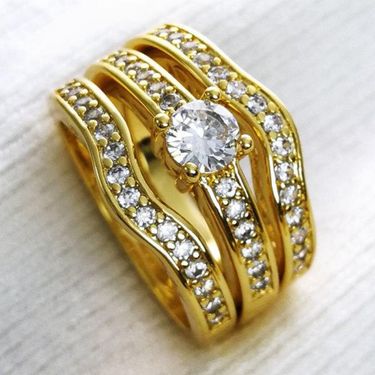 Women Vacuum Plating Engagement Wedding Ring Set_ipsvogv.com