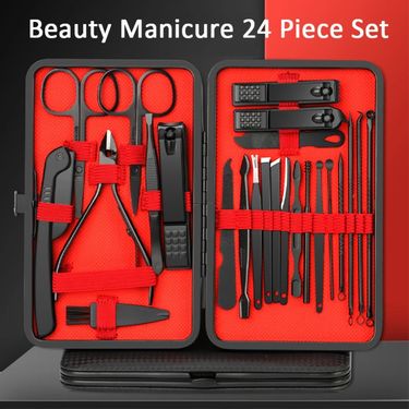 7/10/12/18/20/24PCS Set Professional Manicure Set Kits Stainless Steel Fingernail Toenail Clippers Set With Leather Portable_voghion.com