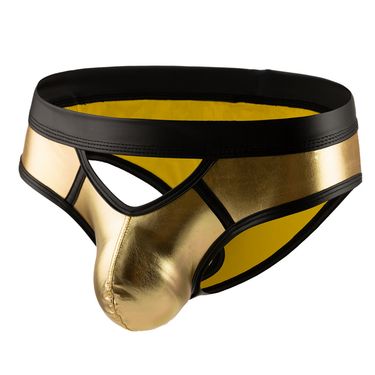 2025d Men's New Style Sexy Underwear Patent Leather Color Block Classic Hollow Delicate Touch Fashion Low Waist Briefs_voghion.com