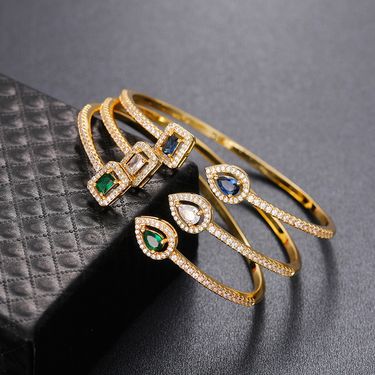 Cao Shi's open bracelet trend ins brass zircon bracelet temperament Korean version simple banquet bracelet gift_ipsvogv.com