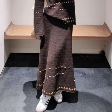 GraceChic In Stock Elegant Retro Floral A-Line Long Knitted Skirt Women's Autumn Winter New Style E1673_voghion.com