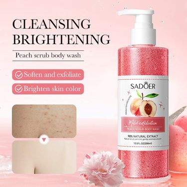 Full English SADOER Peach Fruit Body Scrub Shower Gel Cleansing, Refreshing, and Fragrant_voghion.com