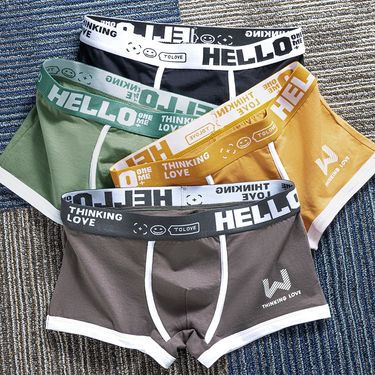 Men's Boxer Briefs Men's Underwear Men's Boxer Briefs Week Pants Trendy Breathable Contrast Color Pants_voghion.com