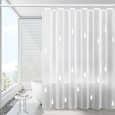 High-end Bathroom Dry-Wet Separation Partition For Shower Waterproof Cloth No-Drill Water Blocking Hanging Curtain_voghion.com