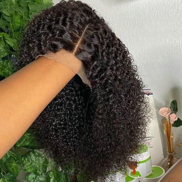 Short Kinky Curly Bob Human Hair Wig Pre Plucked 13x4 Lace Peruvian Curly Human Hair Bob Wigs For Women_voghion.com