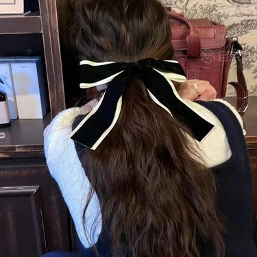 French Ballet Style Velvet Classic Color Bow Hairpin Back of Head Hairpin Top Clip New Headwear Hair Accessories_voghion.com
