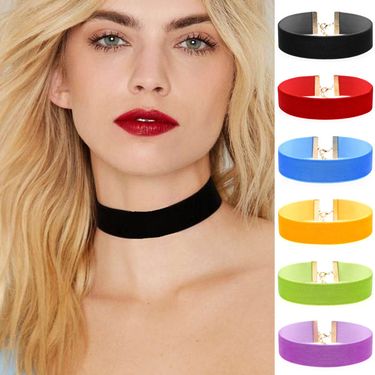 Minimalist and Personalized Punk Gothic Wide Fleece Velvet Necklace Chain Choker Collar_voghion.com