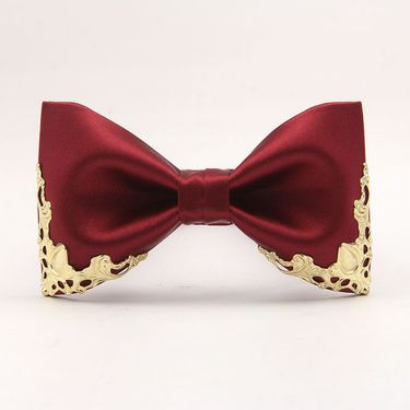 Unisex Fashion men wedding wedding groom metal edge bow tie Ethnic palace style master banquet bow tie_voghion.com