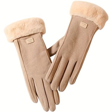 Autumn, Aesthetic, Warm Winter Elegant Touch Screen Design – Thermo Fur Outdoor Gloves_voghion.com