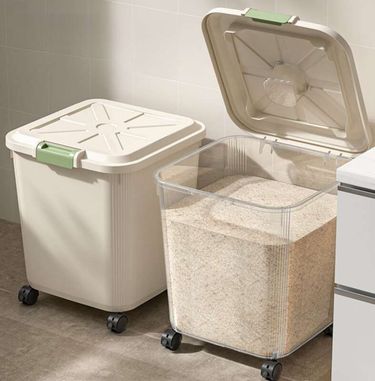 30 Household Bucket Insect And Moisture Resistant Kitchen, Sealed With Wheels, Food Grade 50 Pound Rice Flour Storage_voghion.com