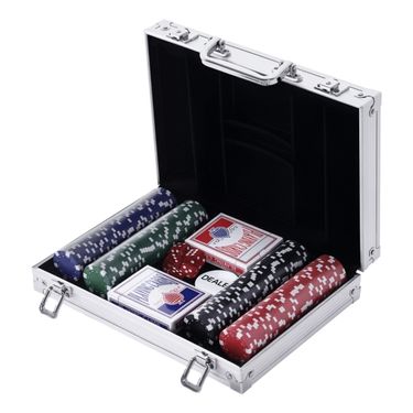 Pokerkoffer Pokerset 200 Pokerchips 2xKartenspiel 5xWürfel 1xAlukoffer Poker Set Jetons Koffer Alu+ Polystyrol 29,5x20,5x6,5 Cm_voghion.com