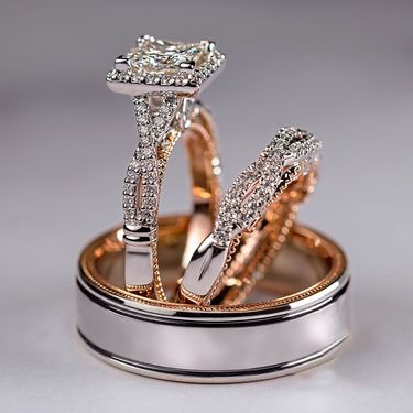 3-Piece Rose Gold Zircon Ring Set – Sparkling Floral Design For Women, Luxury Engagement & Party Jewelry_voghion.com