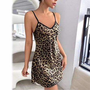 Women's Clothing Sexy Backless Ice Silk Suspender Skirt Silk Nightdress Summer Printed Pajamas Short Skirt Female Home Clothes_voghion.com