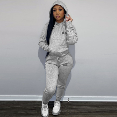 Women's solid color casual sports suit_voghion.com