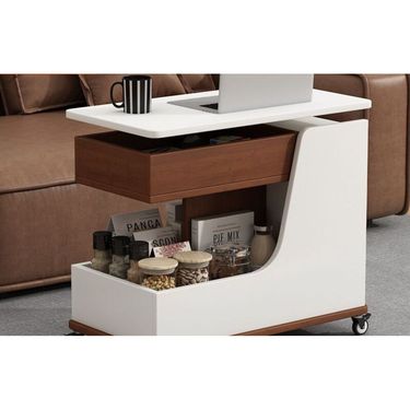 Movable Coffee Table Apartment Living Room Balcony Small Cart Rock Slab Multifunctional Adjustable Solid Wood Creative_voghion.com