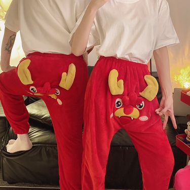 2024 New Cartoon Winter Flannel Single Sleeping Home Clothes Women's Warm Pants Outerwear_voghion.com