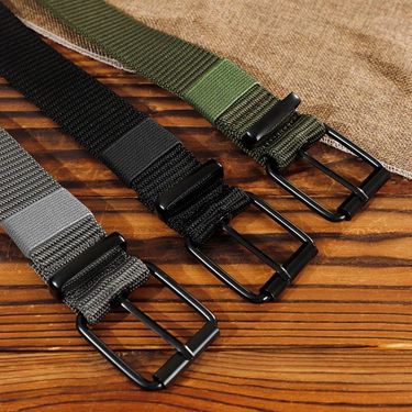 HOT Perforated canvas men's needle buckle student youth Korean version, versatile jeans belt, military training, extende_voghion.com