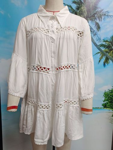 New Vacation Sun Protection White Long Sleeve Bikini Cover-Up Swimsuit Cover Sunshade Jacket Beach Water Wear_voghion.com