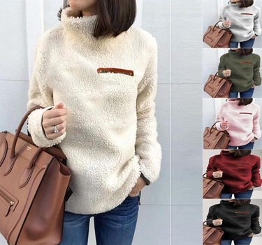 Women's clothing sweater fashionable zipper turtleneck bottoming top_voghion.com