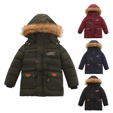 Mother & Kids boys' cotton coat version for middle and large children children's thick down cotton plus velvet warm medium and long cotton coat_voghion.com