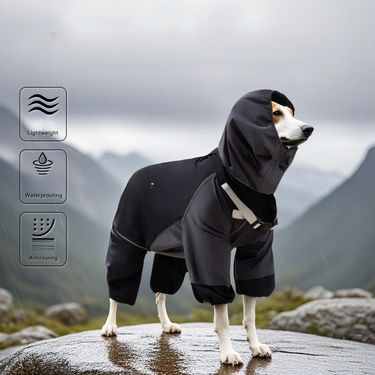 Pet Raincoat Full Coverage For Large Dogs Color Block Golden Retriever Border Collie Rainy Day Walking Poncho Waterproof_voghion.com
