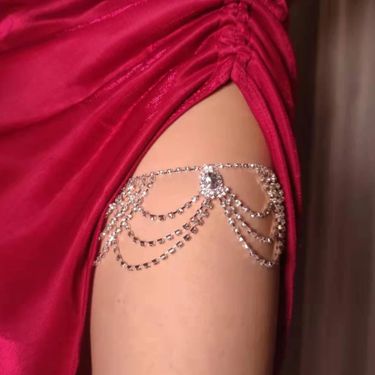jewelry multi-layer elastic rope Leg chain fashion all-match diamond body chain female Leg chain_viptrois.com