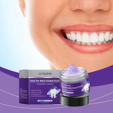 Jaysuing Purple Whitening Tooth Powder Oral Cleaning Teeth Cleansing Gum Protection Fresh Breath Dental Care_voghion.com