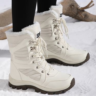 Women's Winter Snow Boots With Fleece Lining, Non-Slip TPU Sole, Mid-Calf Height For Warmth And Traction In Cold Weather Fashionable Mid Tube Boots_voghion.com