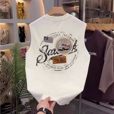 Men's Clothing Sports Vest Loose Outer Wear Sleeveless Casual Wide Shoulder Waistcoat T Shirt_voghion.com