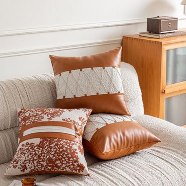 2025 New Orange Leather Sofa Cover Multi-Craft Office Pillow High-End Hotel Villa Bedside Cushion_voghion.com