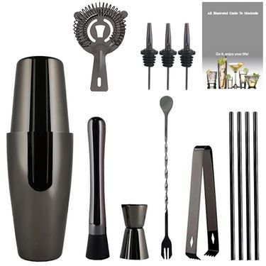 800ML 600ML Cocktail Shakers Stainless Steel Boston 3-12Pcs Shaker Black-Rose-Gold Mixer Muddler Spoon Jigger Bar Tools Barware_voghion.com