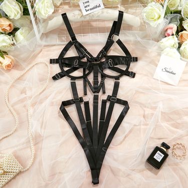 Women’S Clothing Summer New Products Temperament Gathered Simple Elastic One Piece Black Underwear Sexy Suspenders_voghion.com