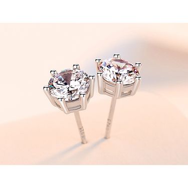 S pure silver single diamond zircon women with Korean temperament, simple trendy for men, exquisite and compact six claw_ipsvogv.com