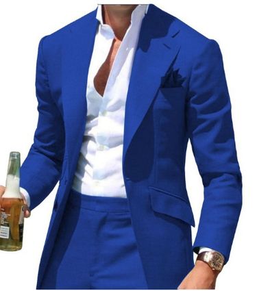 Men's Clothing Pointed Collar Men's Suit Slim Men's Suit Jacket Pants 2 PCE Formal Casual Business Wedding Groom_mkmklike.com