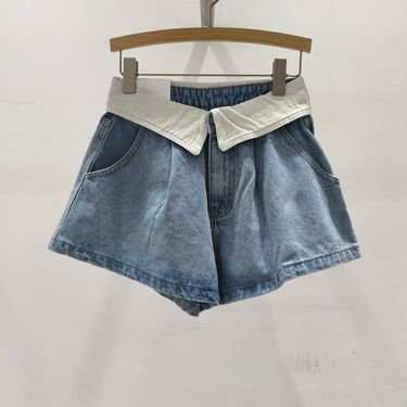 Women's Clothing Design sense of color cuffed denim shorts women_viptrois.com