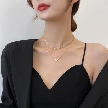 Double layered layered love necklace made of titanium steel that does not fade, designed by female niche members, with a_ipsvogv.com