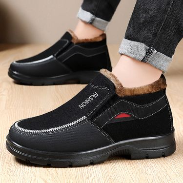 Men's Cotton Shoes Keep Warm In Winter, Non-slip Soft-soled Velvet, Middle-aged Men's Shoes, Thickened Polyurethane Snow Boots_voghion.com
