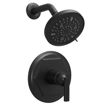 Single Handle 9-Spray Round Rain Shower Faucet 1.8 GPM With Pressure Balance Valve In. Matte Black_voghion.com