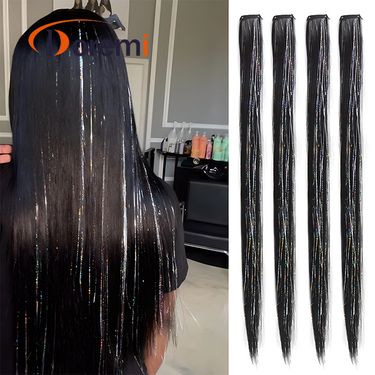 Wig clip hair gold wire hanging ear wig gold wire color hair piece laser one piece 60cm10g_voghion.com