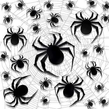 60PCS Spider 3D Halloween Stickers Halloween Party Supplies 3D Spider Wall Stickers PVC Stickers_voghion.com