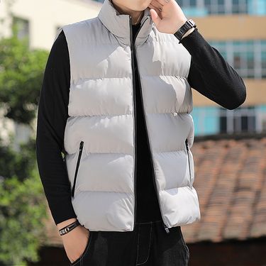 Men's Clothing outerwear for spring and autumn, new cotton padded jacket, stand up collar, men's warm vest, autumn and winter waistcoat_voghion.com